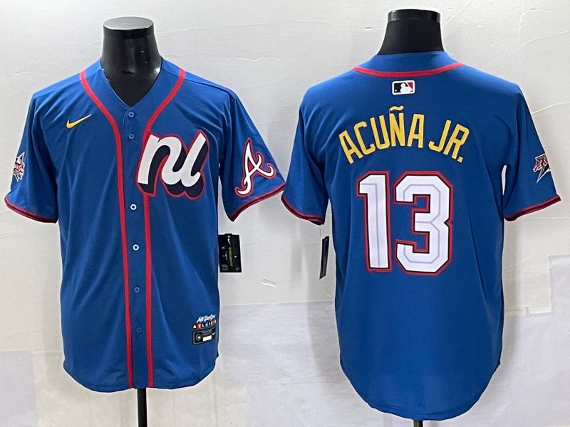Men 2025 Atlanta Braves #13 Acuna jr Blue All star Nike MLB Jersey style 1->atlanta braves->MLB Jersey